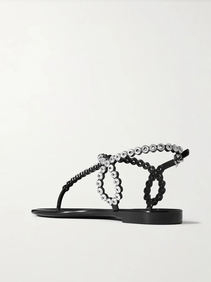Aquazzura - Almost Bare Crystal-embellished Pvc Sandals - Black - Image 3