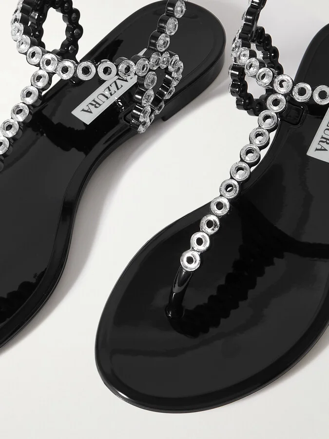 Aquazzura - Almost Bare Crystal-embellished Pvc Sandals - Black - Image 4