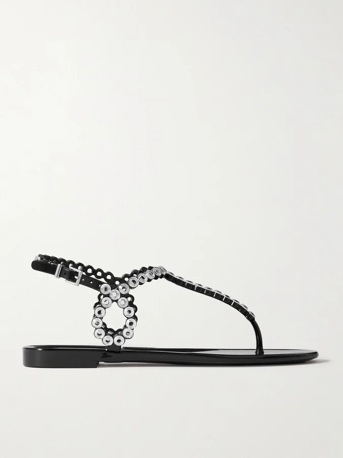 Aquazzura - Almost Bare Crystal-embellished Pvc Sandals - Black