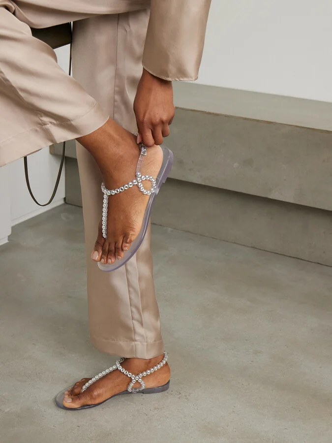 Aquazzura - Almost Bare Crystal-embellished Pvc Sandals - Neutrals - Image 2