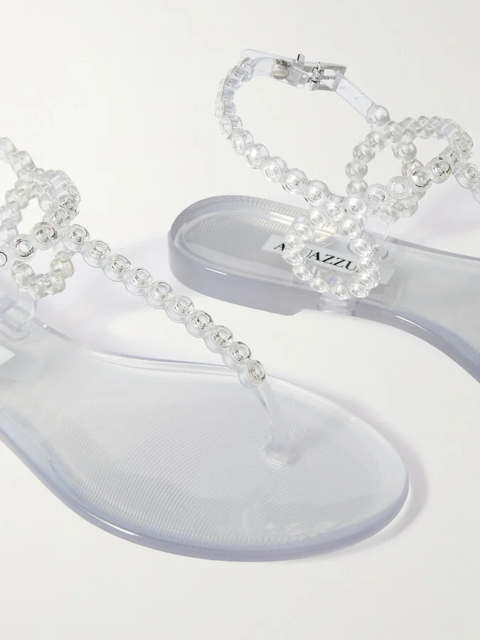 Aquazzura - Almost Bare Crystal-embellished Pvc Sandals - Neutrals - Image 4