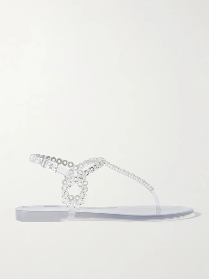 Aquazzura - Almost Bare Crystal-embellished Pvc Sandals - Neutrals