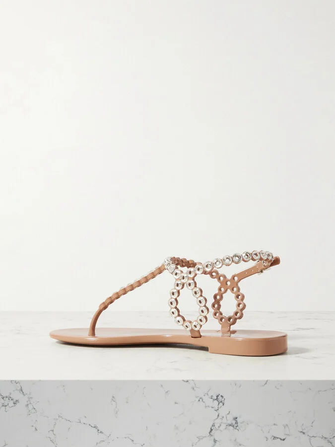 Aquazzura - Almost Bare Crystal-embellished Pvc Sandals - Pink - Image 3