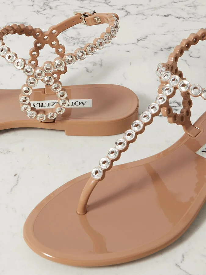 Aquazzura - Almost Bare Crystal-embellished Pvc Sandals - Pink - Image 4