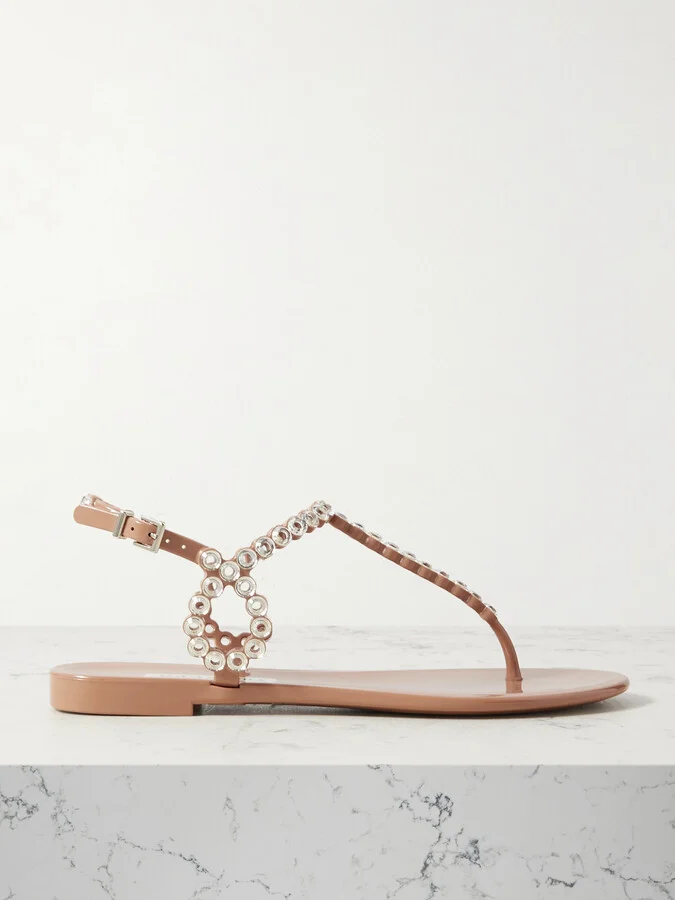 Aquazzura - Almost Bare Crystal-embellished Pvc Sandals - Pink