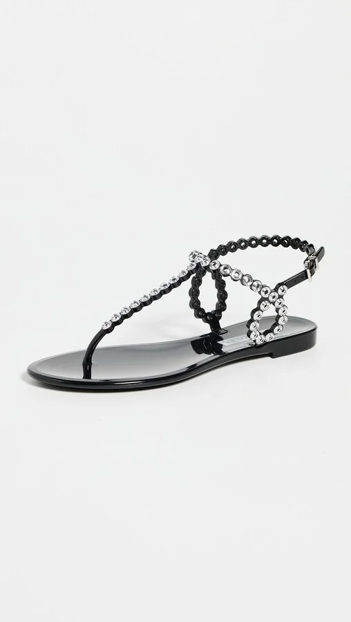 Aquazzura Almost Bare Crystal Jelly Sandal Flats - Image 2