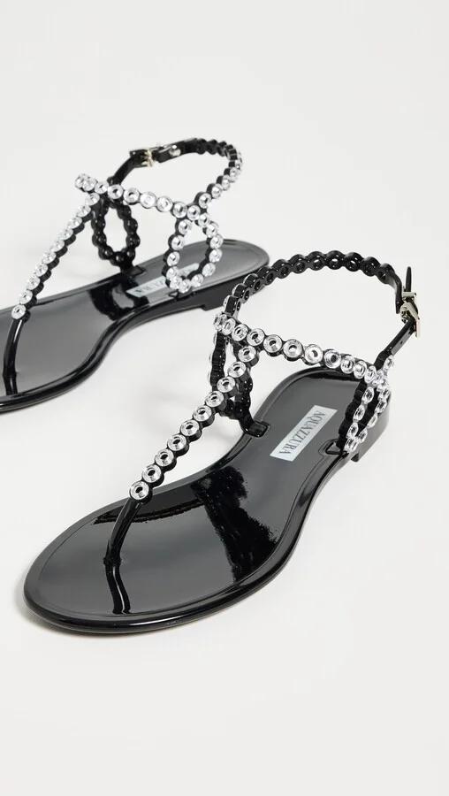 Aquazzura Almost Bare Crystal Jelly Sandal Flats - Image 3
