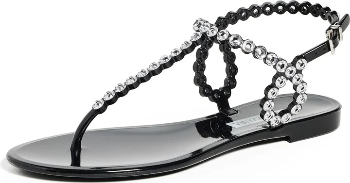 Aquazzura Almost Bare Crystal Jelly Sandal Flats