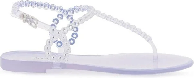 Aquazzura Almost Bare Embellished Jelly Flat Sandals
