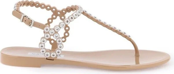 Aquazzura Almost Bare Embellished Jelly Flat Sandals