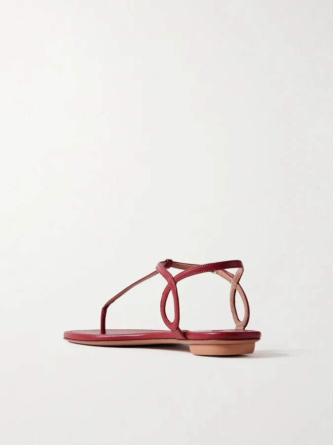 Aquazzura - Almost Bare Leather Sandals - Burgundy - Image 3