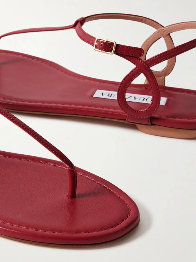 Aquazzura - Almost Bare Leather Sandals - Burgundy - Image 4