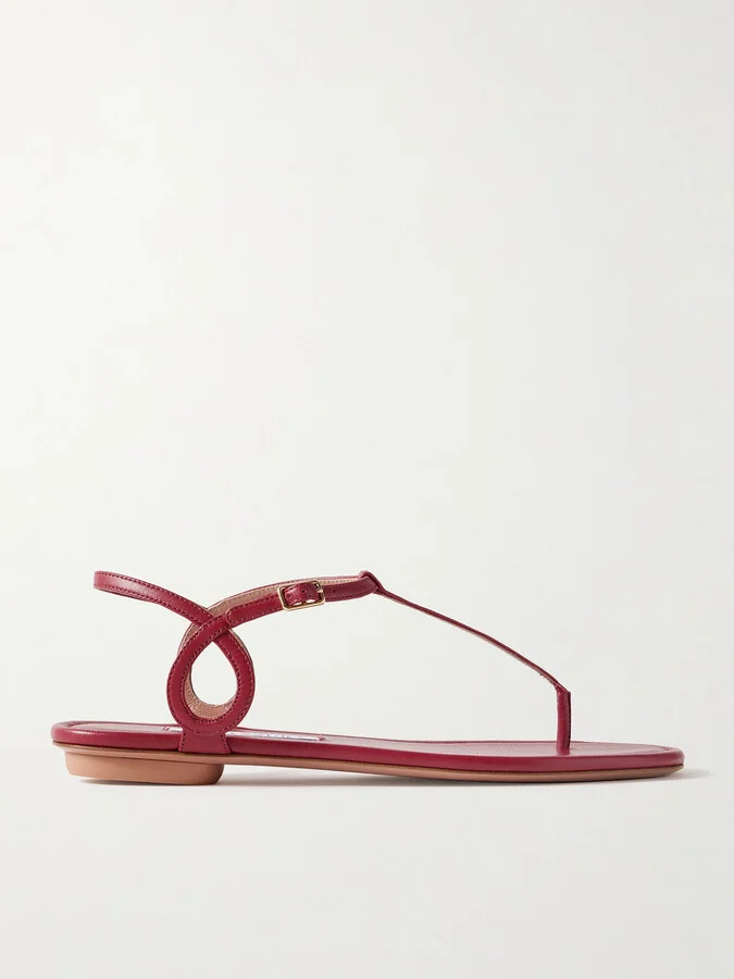 Aquazzura - Almost Bare Leather Sandals - Burgundy