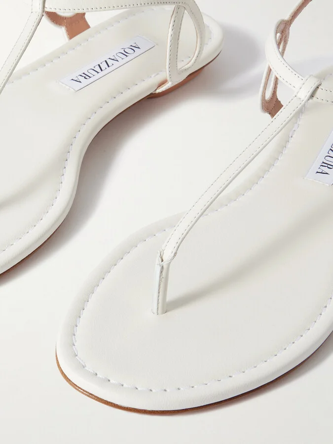 Aquazzura - Almost Bare Leather Sandals - White - Image 4