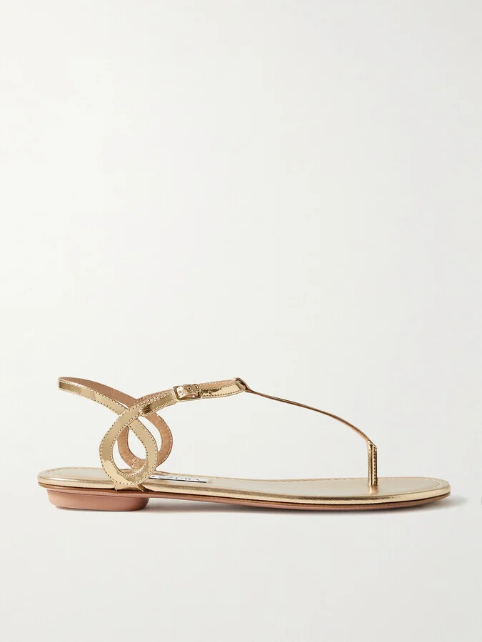 Aquazzura - Almost Bare Metallic Leather Sandals - Gold