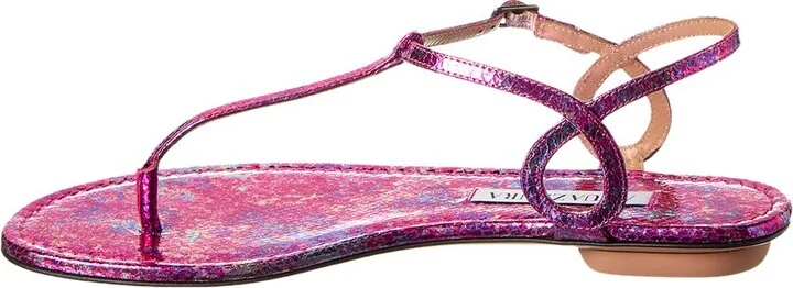 Aquazzura Almost Bare Snake-Embossed Leather Sandal - Image 2