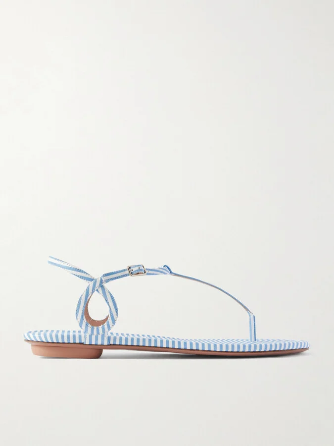 Aquazzura - Almost Bare Striped Leather Sandals - Blue