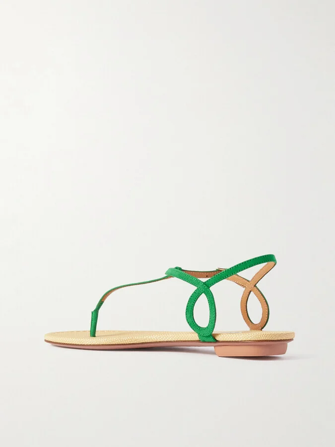 Aquazzura - Almost Bare Suede Sandals - Green - Image 3