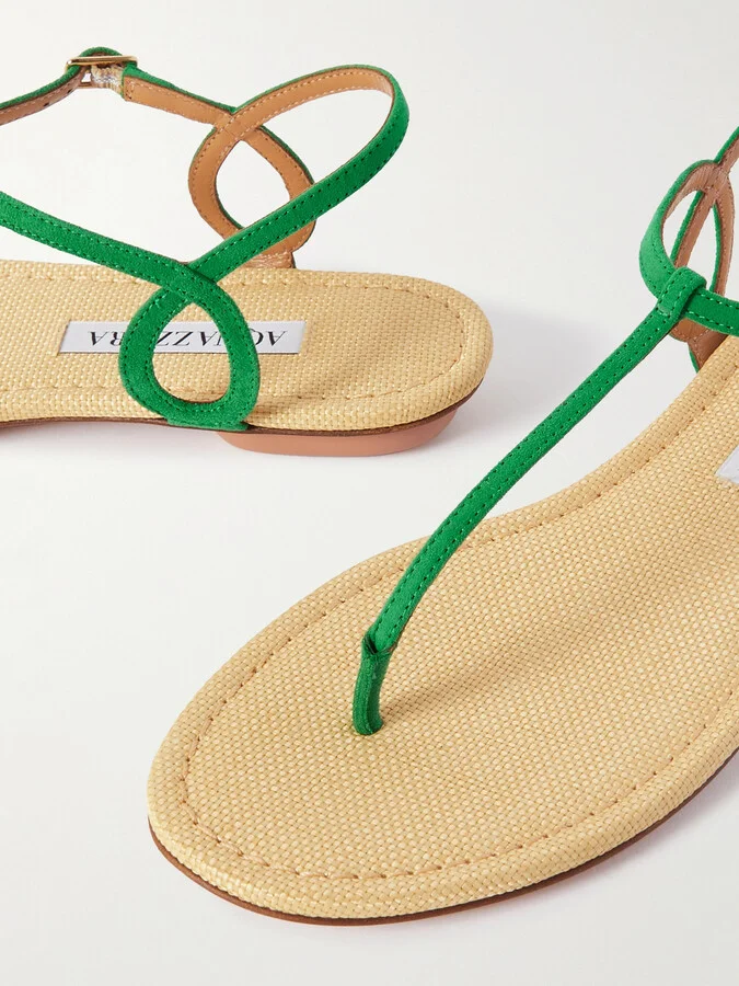 Aquazzura - Almost Bare Suede Sandals - Green - Image 4