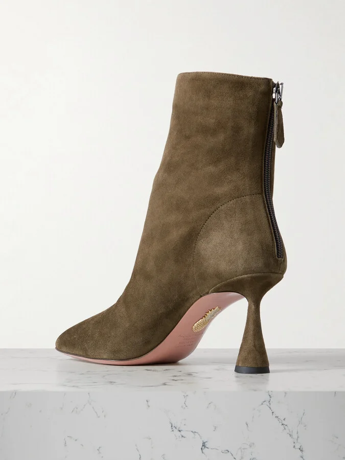 Aquazzura - Amore 75 Suede Ankle Boots - Green - Image 3