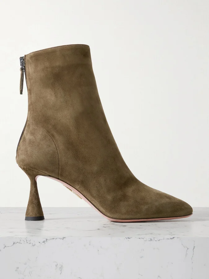 Aquazzura - Amore 75 Suede Ankle Boots - Green