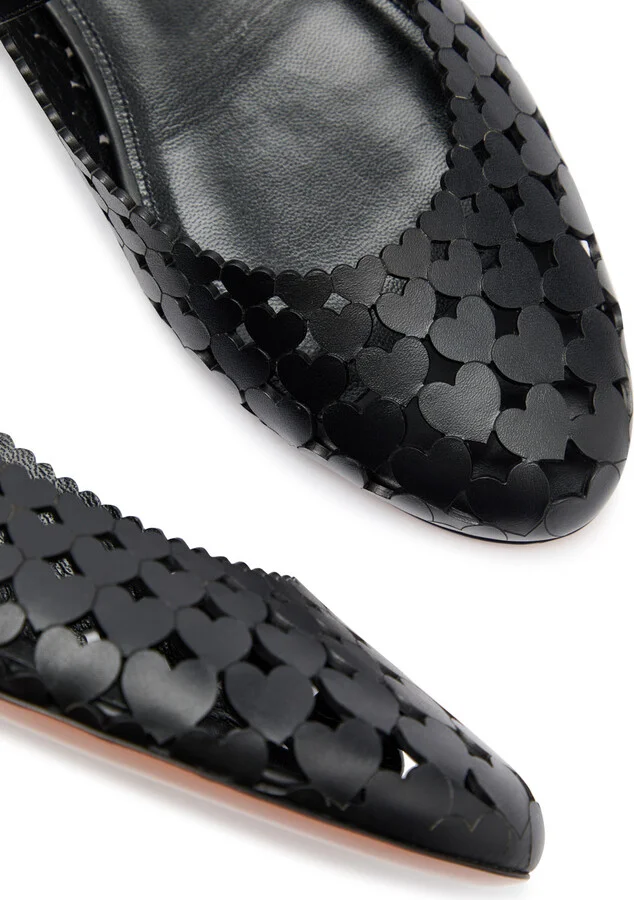 Aquazzura Amourose 10 Laser-cut Leather Flats - Image 3