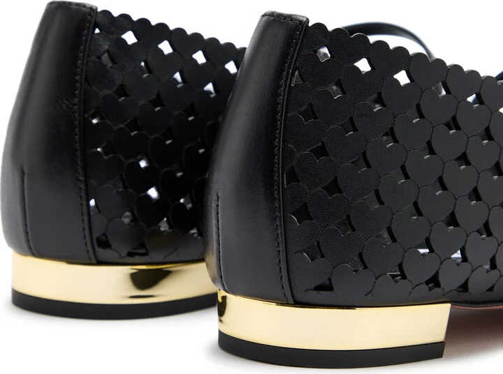 Aquazzura Amourose 10 Laser-cut Leather Flats - Image 4