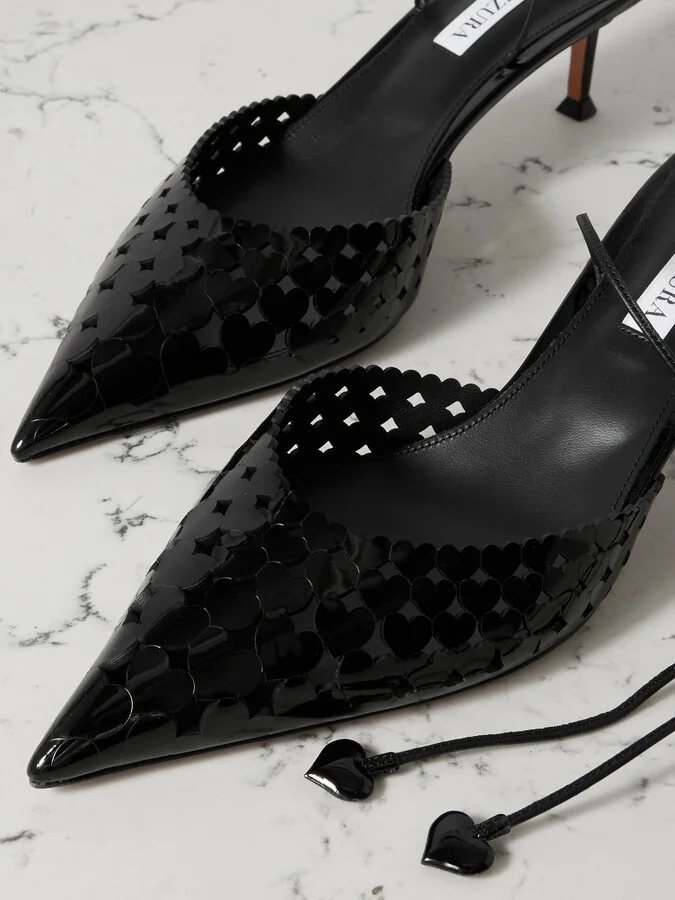 Aquazzura - Amourose 50 Cutout Patent-leather Point-toe Pumps - Black - Image 4