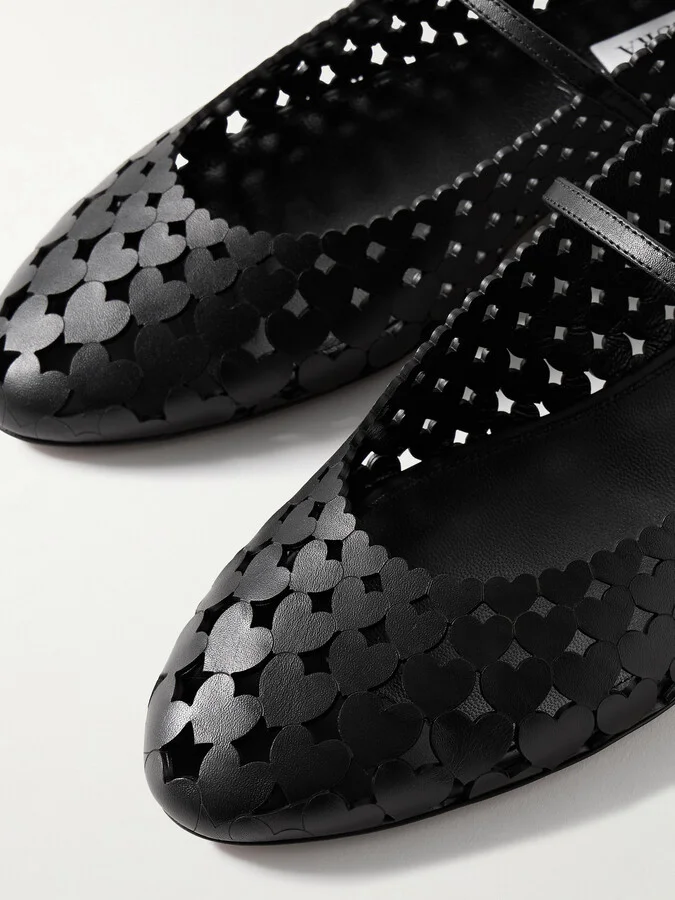 Aquazzura - Amourose Cutout Leather Ballet Flats - Black - Image 4