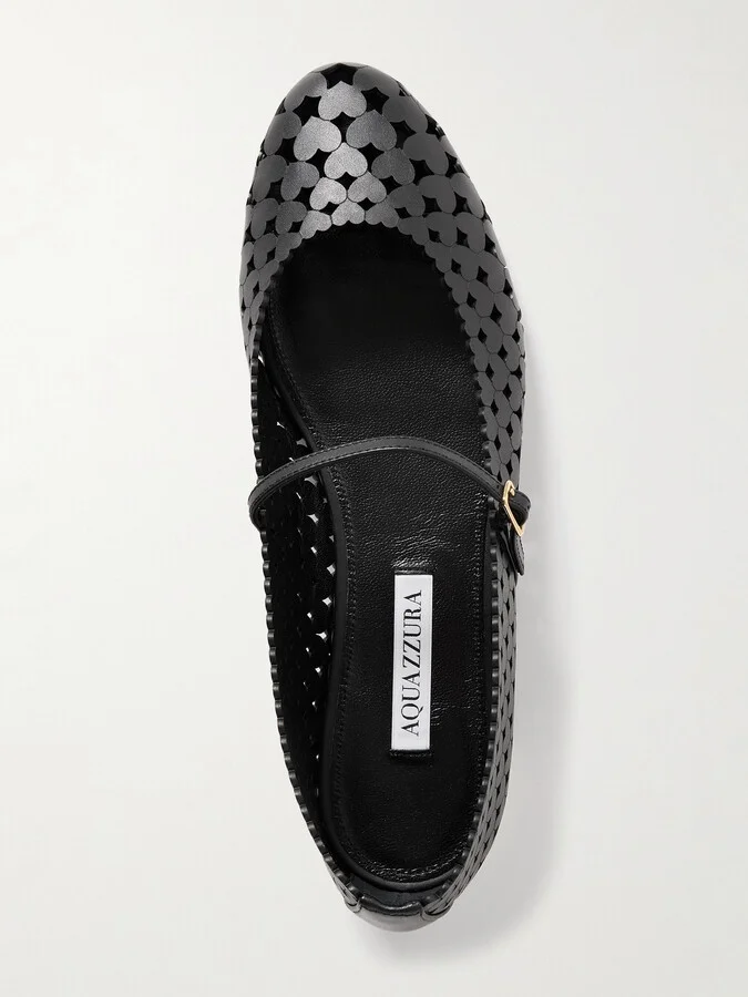 Aquazzura - Amourose Cutout Leather Ballet Flats - Black - Image 5
