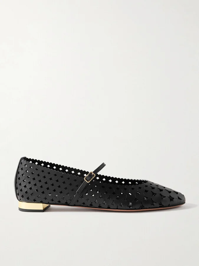 Aquazzura - Amourose Cutout Leather Ballet Flats - Black