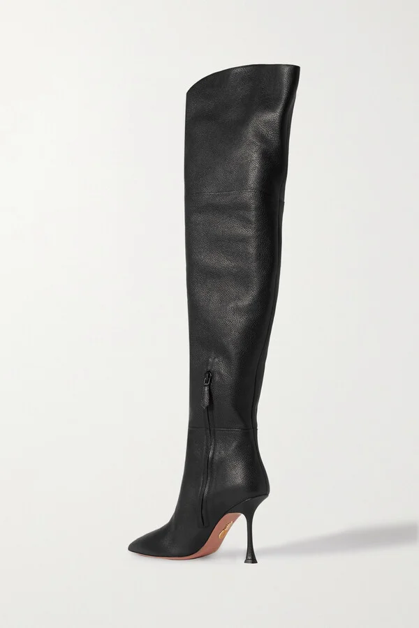 Aquazzura - Bad And Boogie 95 Leather Over-the-knee Boots - Black - Image 3