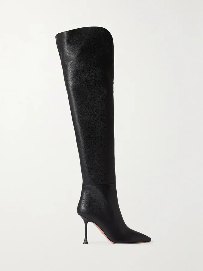 Aquazzura - Bad And Boogie 95 Leather Over-the-knee Boots - Black
