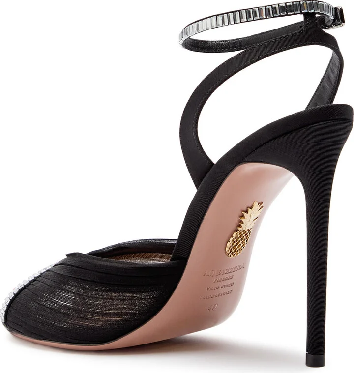 Aquazzura Be Mine 105 Crystal-embellished Faille Sandals - Image 2