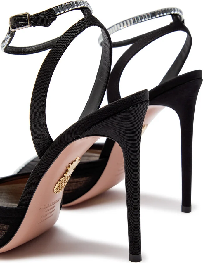 Aquazzura Be Mine 105 Crystal-embellished Faille Sandals - Image 4