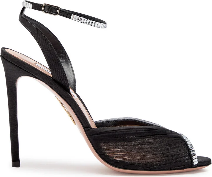 Aquazzura Be Mine 105 Crystal-embellished Faille Sandals