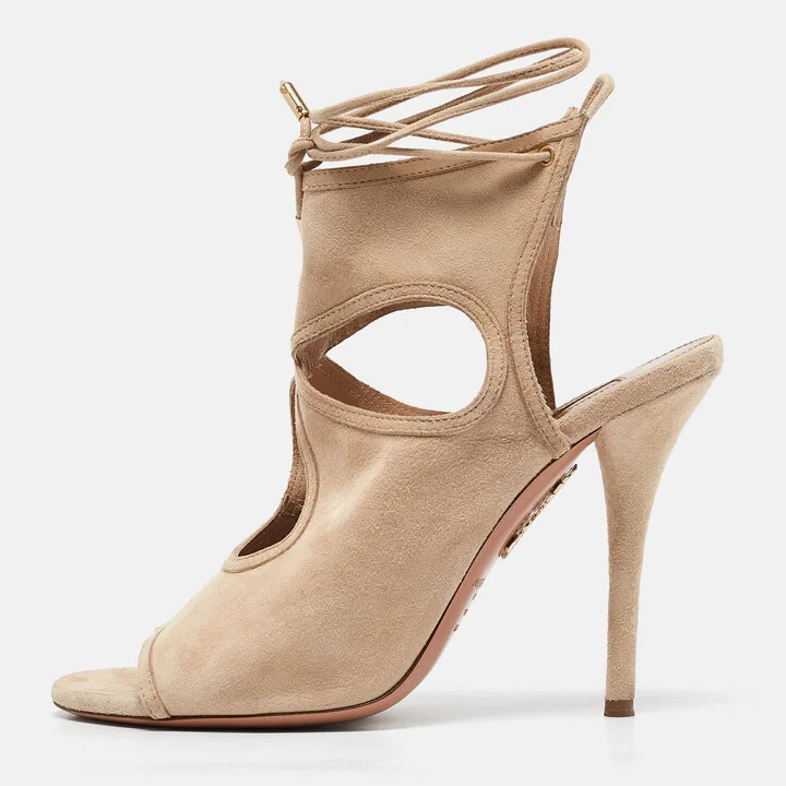 Aquazzura Beige Suede Sexy Thing Sandals Size 36