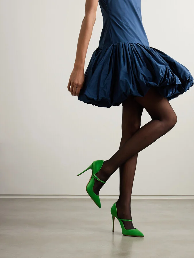 Aquazzura - Bellezza 105 Satin Mary Jane Pumps - Green - Image 6