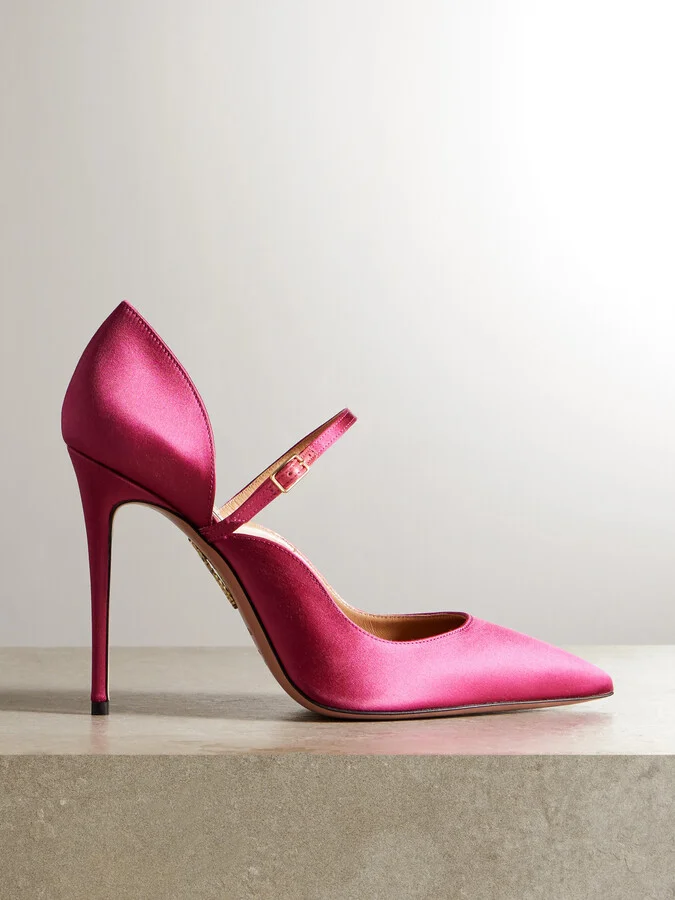 Aquazzura - Bellezza 105 Satin Mary Jane Pumps - Pink