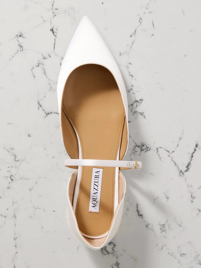Aquazzura - Bellezza Satin Ballet Flats - White - Image 5