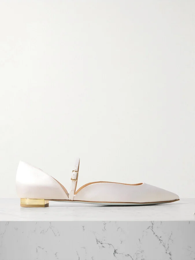 Aquazzura - Bellezza Satin Ballet Flats - White