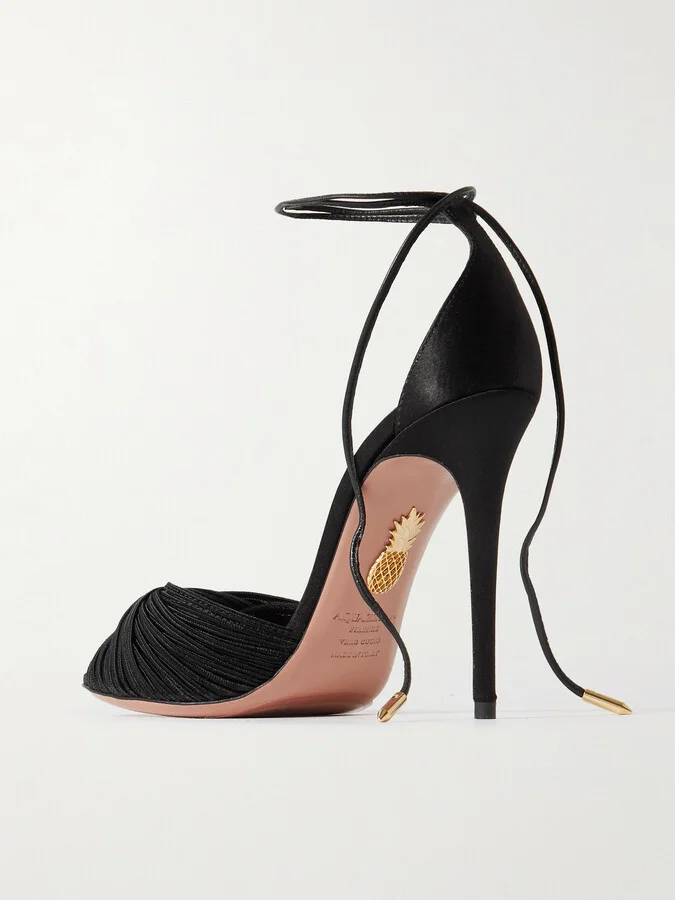 Aquazzura - Bellini Beauty 105 Twisted Satin Sandals - Black - Image 3