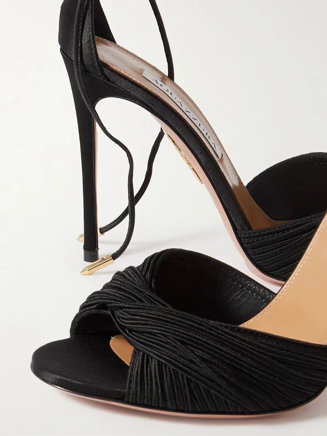Aquazzura - Bellini Beauty 105 Twisted Satin Sandals - Black - Image 4