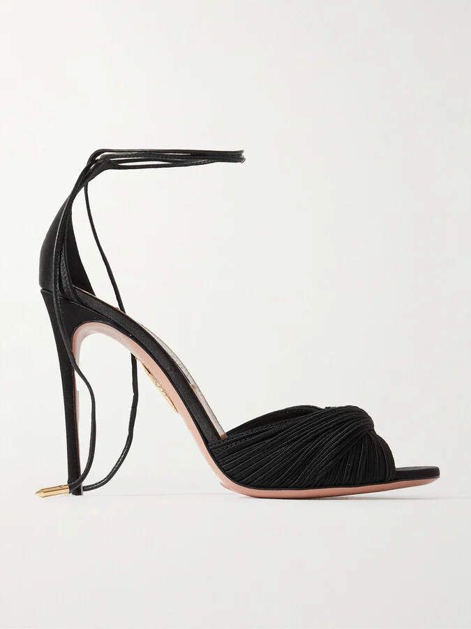 Aquazzura - Bellini Beauty 105 Twisted Satin Sandals - Black