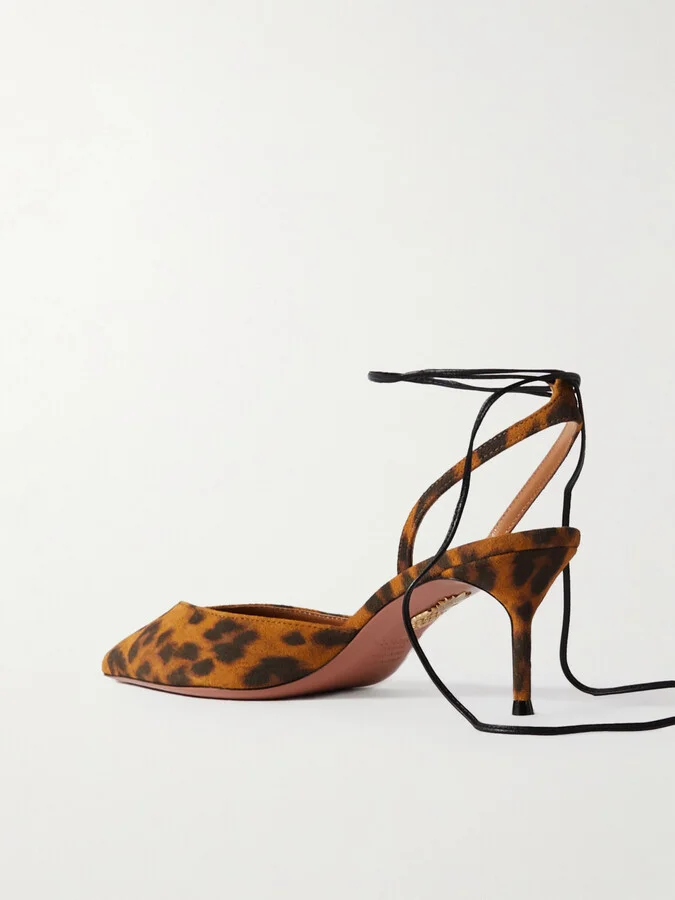 Aquazzura - Beyond Leather-trimmed Leopard-print Suede Pumps - Animal print - Image 3