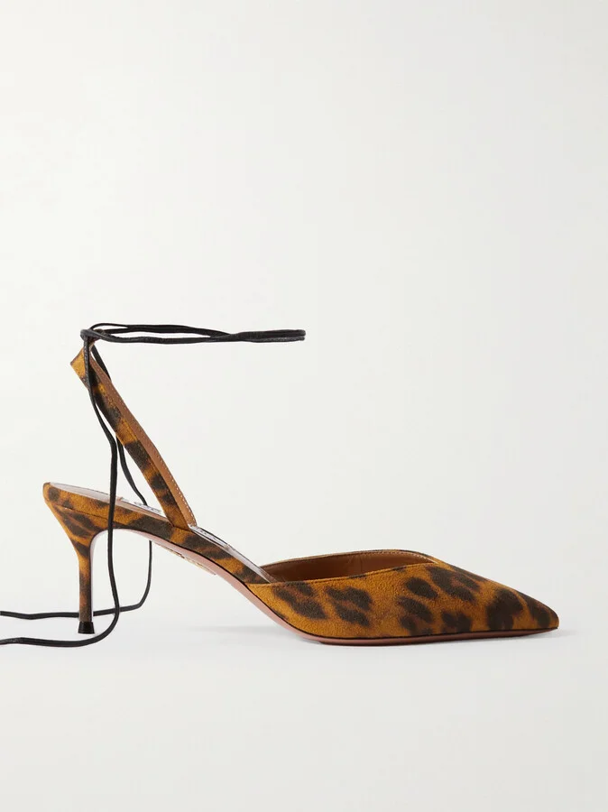 Aquazzura - Beyond Leather-trimmed Leopard-print Suede Pumps - Animal print