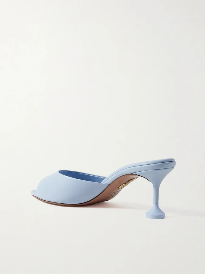 Aquazzura - Bisous 65 Leather Mules - Blue - Image 3