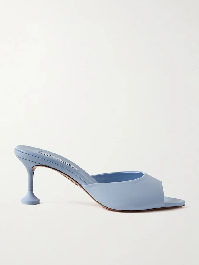 Aquazzura - Bisous 65 Leather Mules - Blue