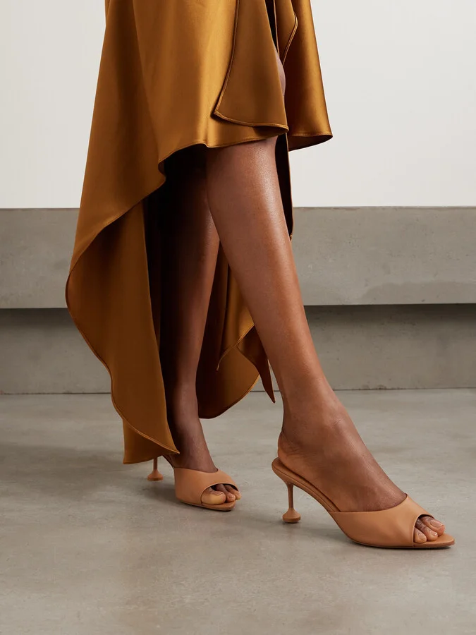 Aquazzura - Bisous 65 Leather Mules - Brown - Image 2