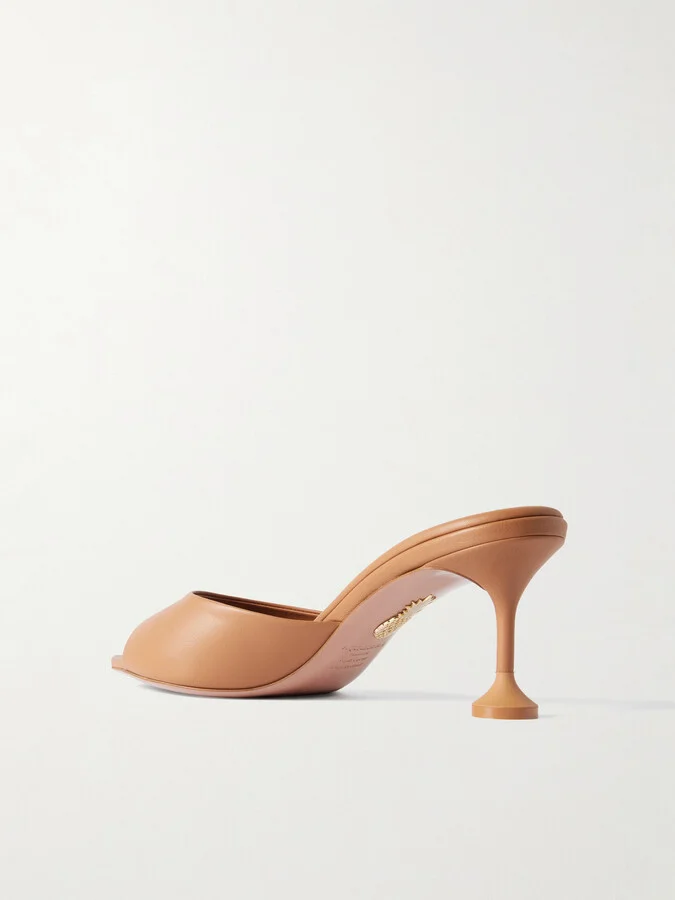 Aquazzura - Bisous 65 Leather Mules - Brown - Image 3